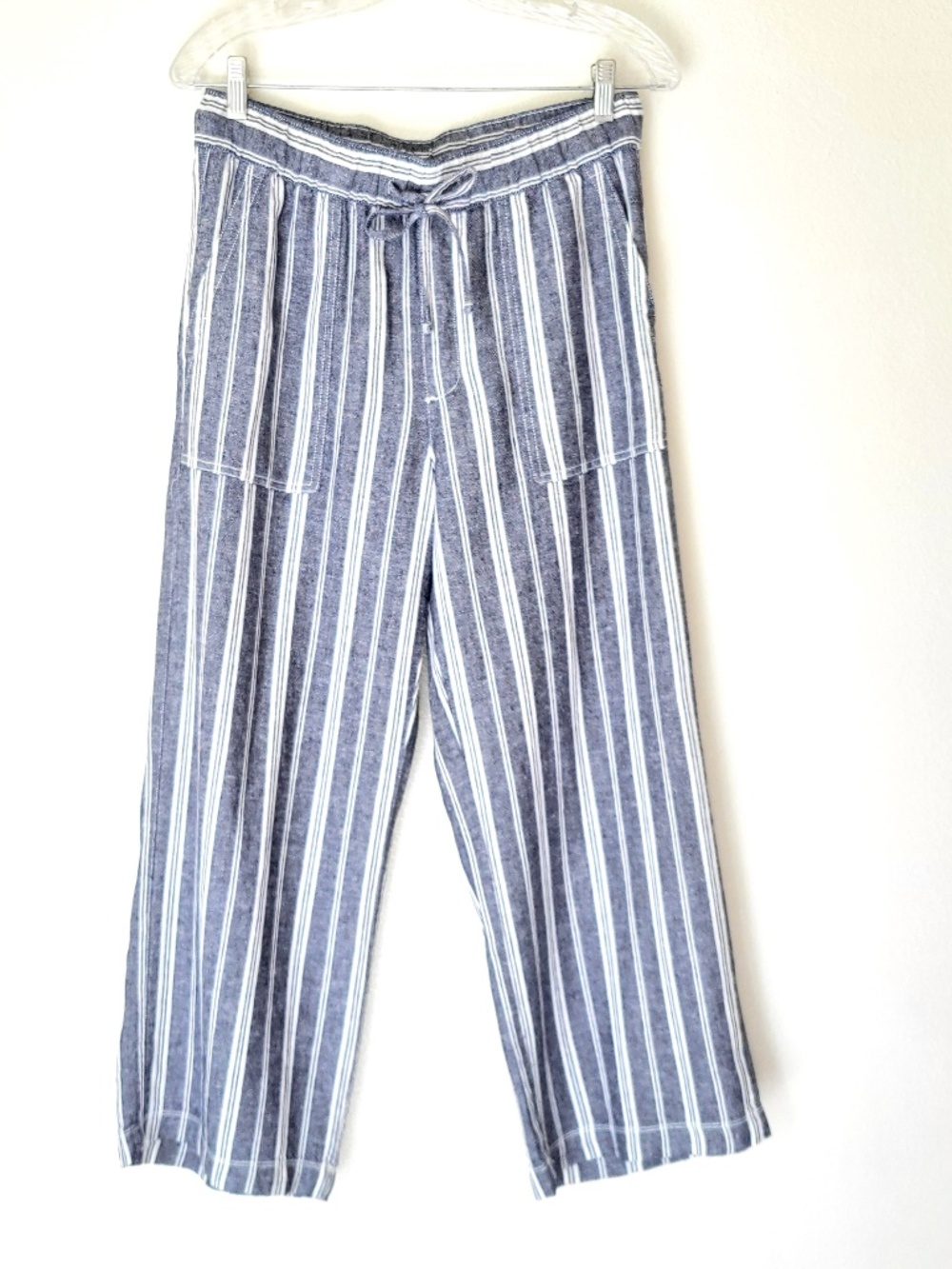 GAP Linen Blend Blue & White Pants - Small Petite